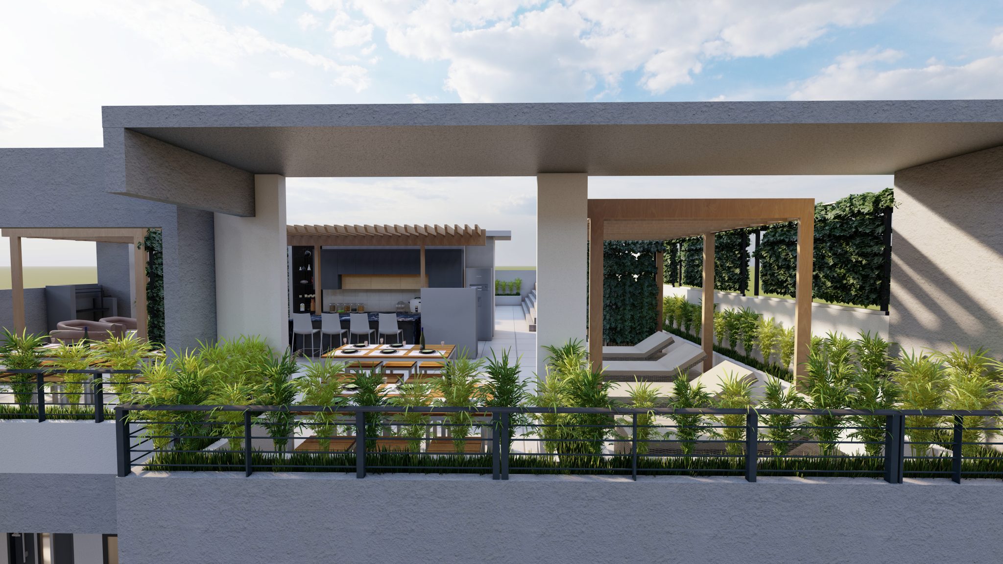 RENDER FORNTAL DE LA TERRAZA